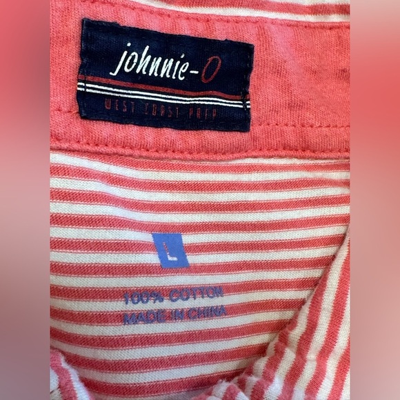 Johnnie O West Coast Prep
Men's Polo Shirt Size Large Pink/White Stripe Golf - Picture 4 of 7